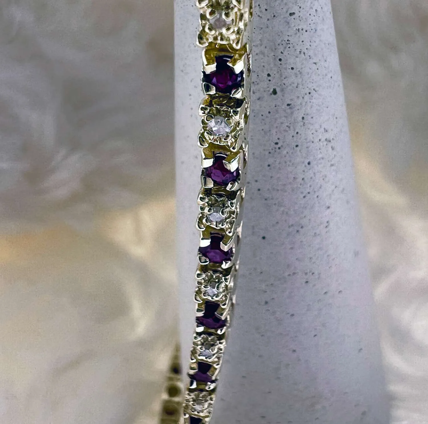 14kt yellow gold ruby and diamond bracelet