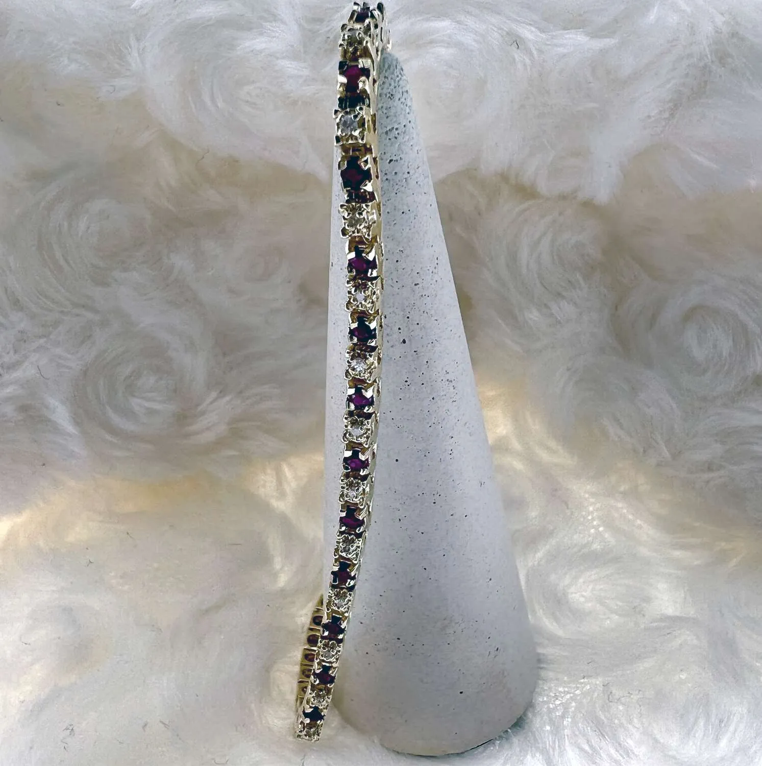 14kt yellow gold ruby and diamond bracelet