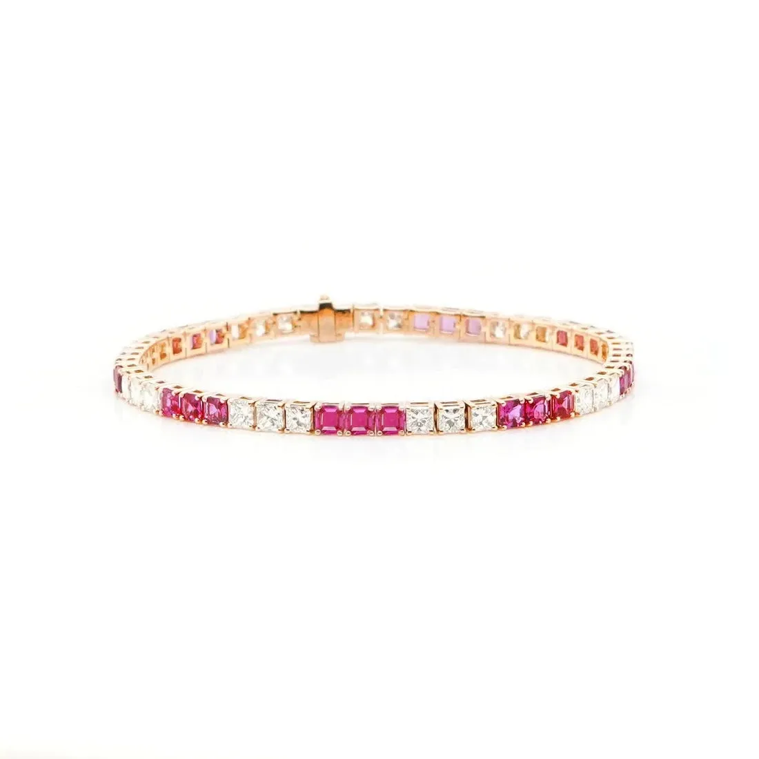 4.82 cts Square Emerald Cut Ruby Tennis Bracelet