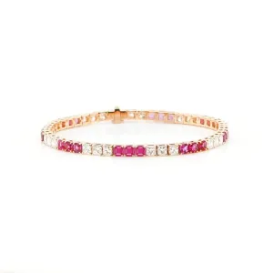 4.82 cts Square Emerald Cut Ruby Tennis Bracelet