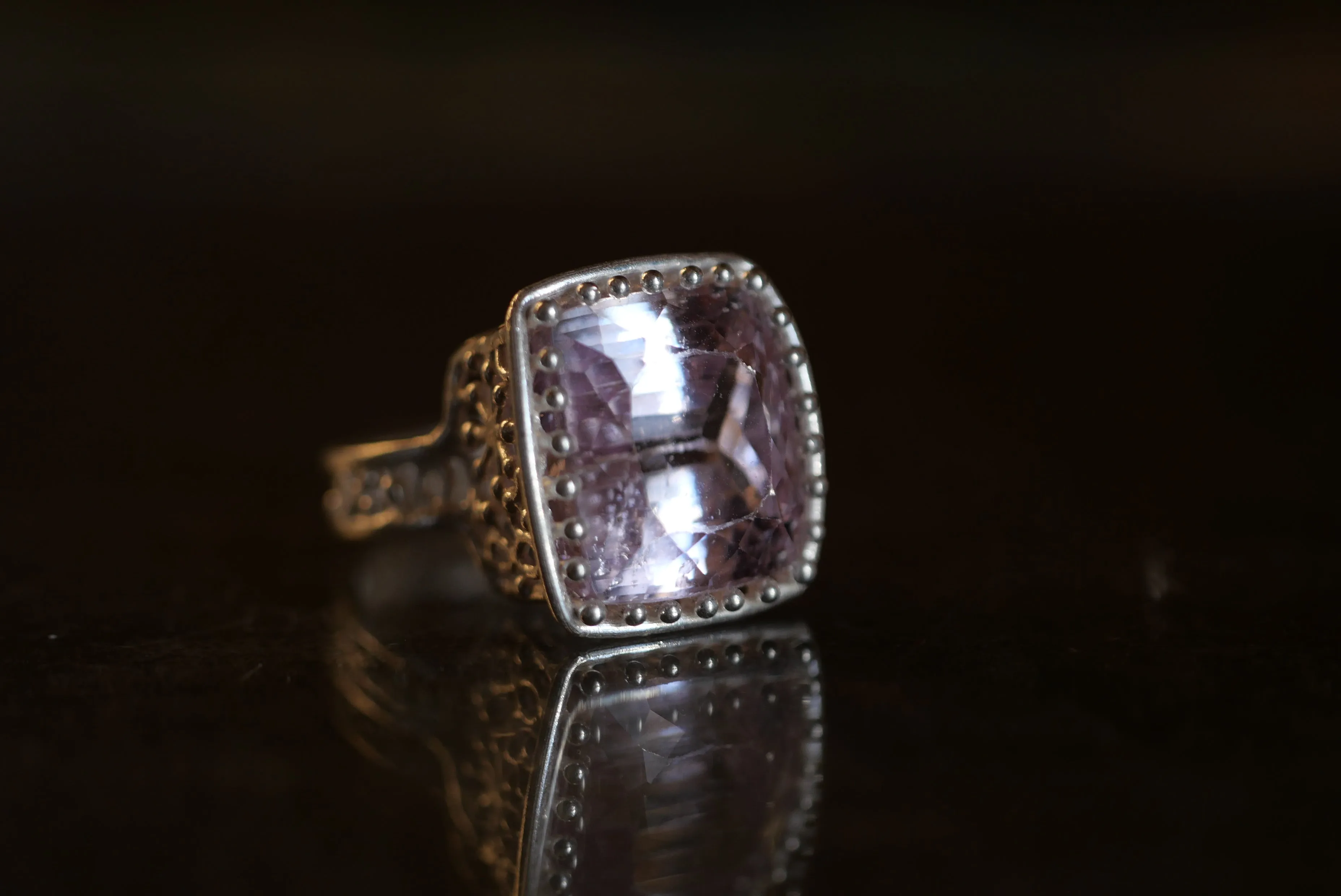 78.Kunzite Silver Ring / 24 R-317