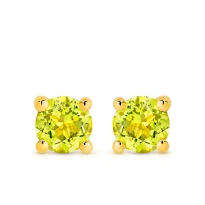 9K YG ROUND PERIDOT CLAW STUD EARRINGS