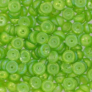 Czech Glass, Domed Teacup Beads 4x2mm, Luster Iris - Milky Dark Peridot (2.5" Tube)