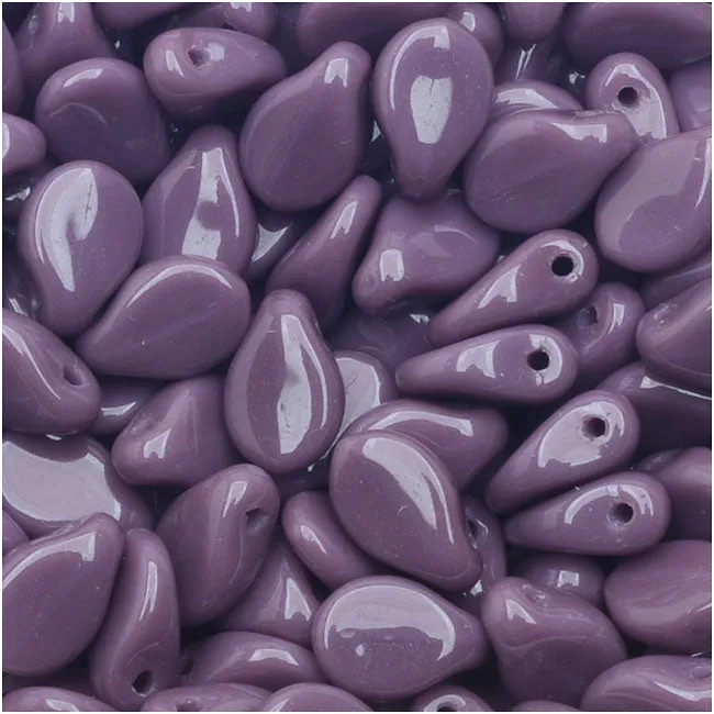 Czech Glass Pip Beads, Smooth Drops 7x5mm, Purple, Pack of 48