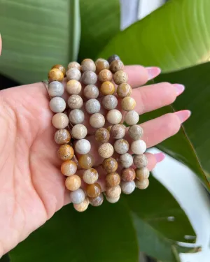 Fossilized Coral Crystal Beaded Bracelet