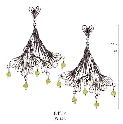 Ginkgo Biloba earrings - peridot