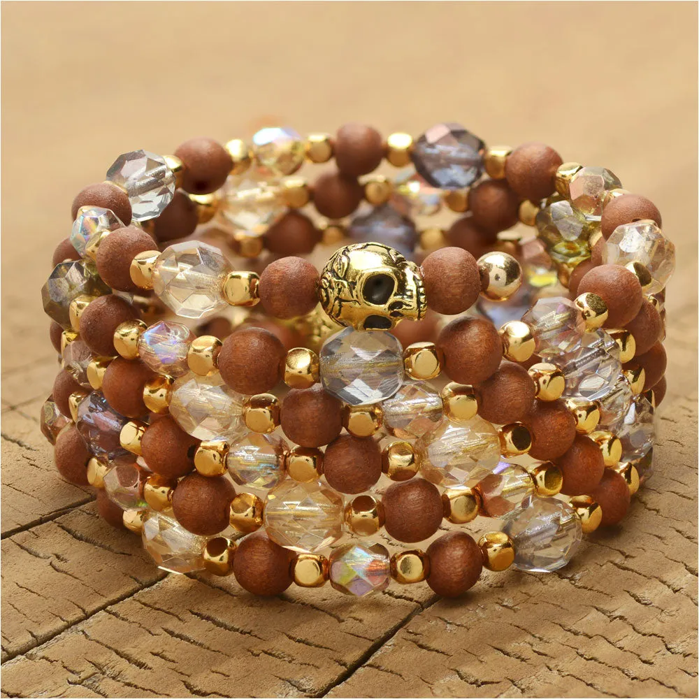 Glimmering Skull Memory Wire Bracelet