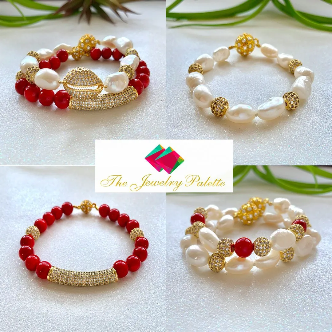 Marjaan coral and zircon bracelet
