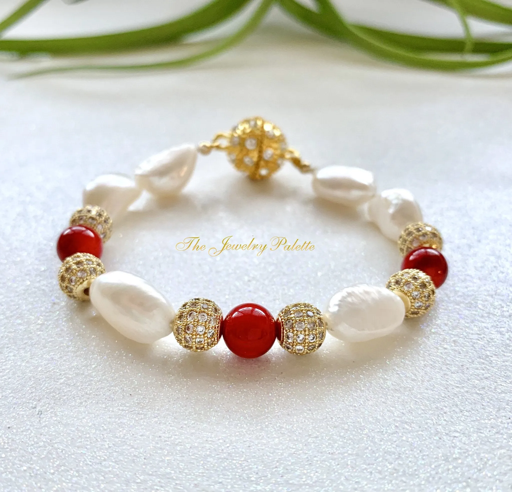 Marjaan pearl and coral bracelet