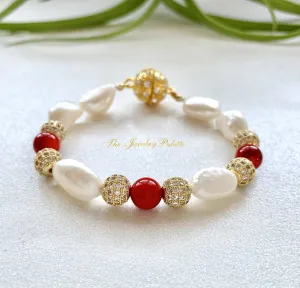 Marjaan pearl and coral bracelet