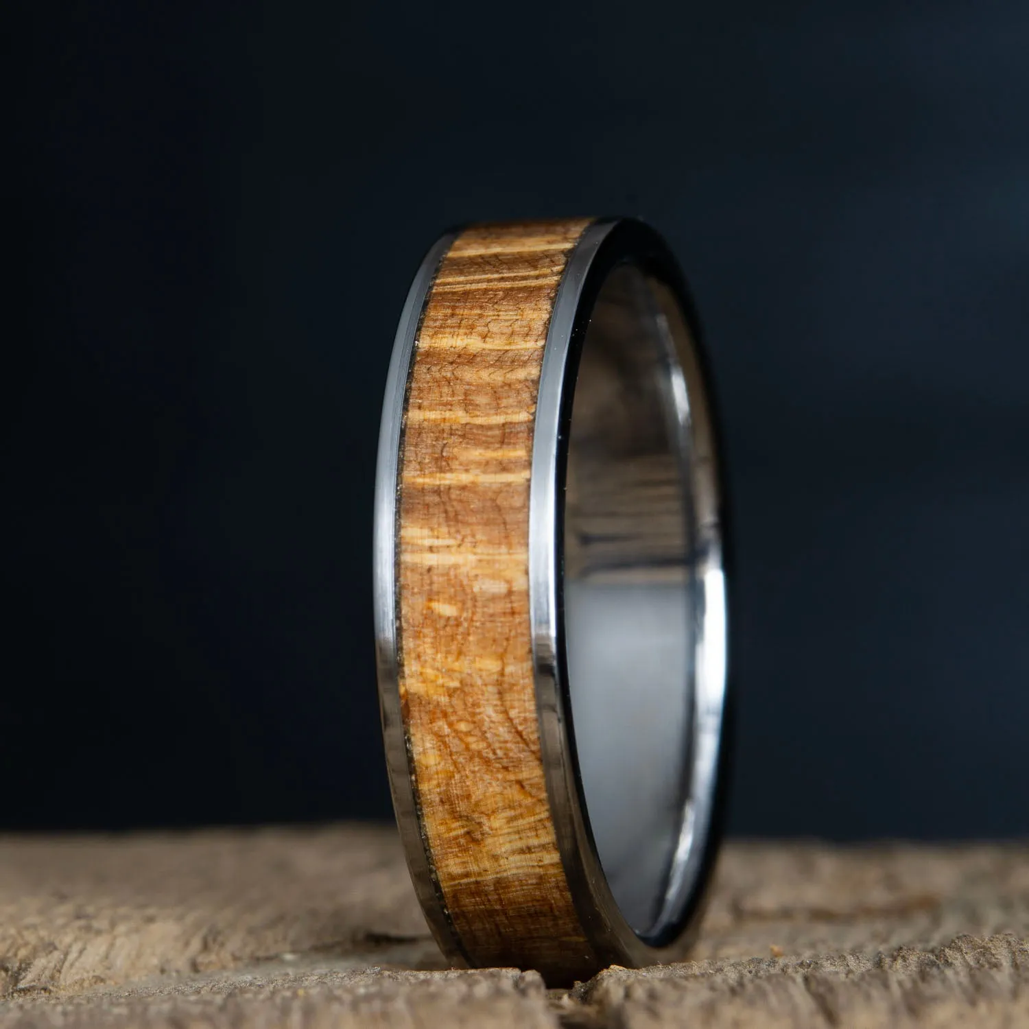Oak burl 6mm mens ring