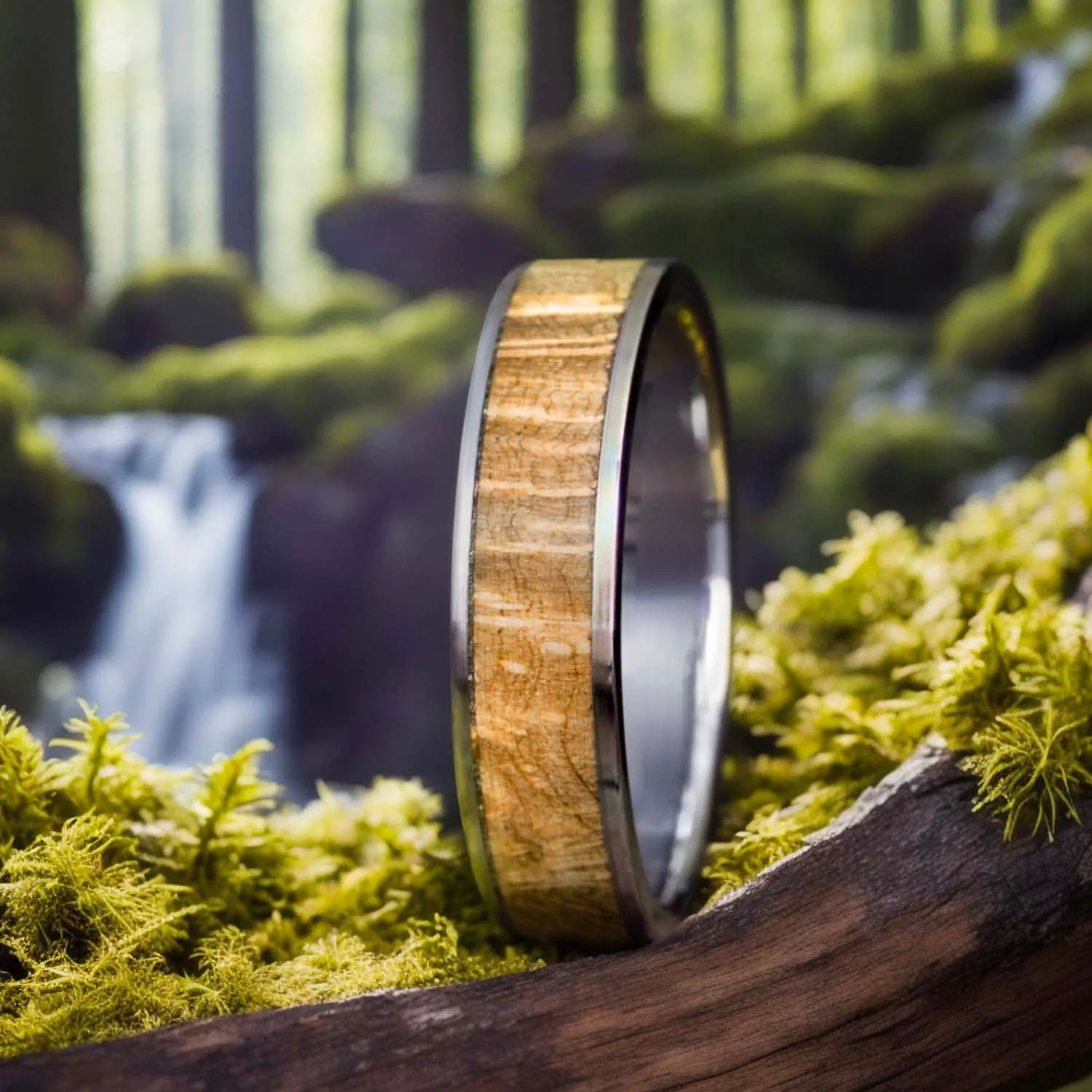 Oak burl 6mm mens ring