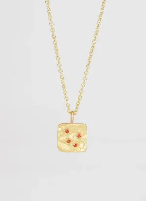 Orange and Red Sapphire Medium Square Flux Pendant