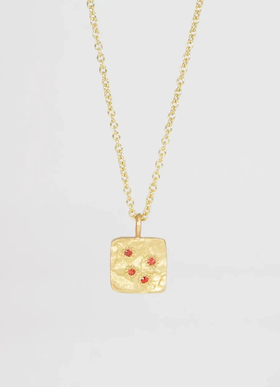 Orange and Red Sapphire Medium Square Flux Pendant