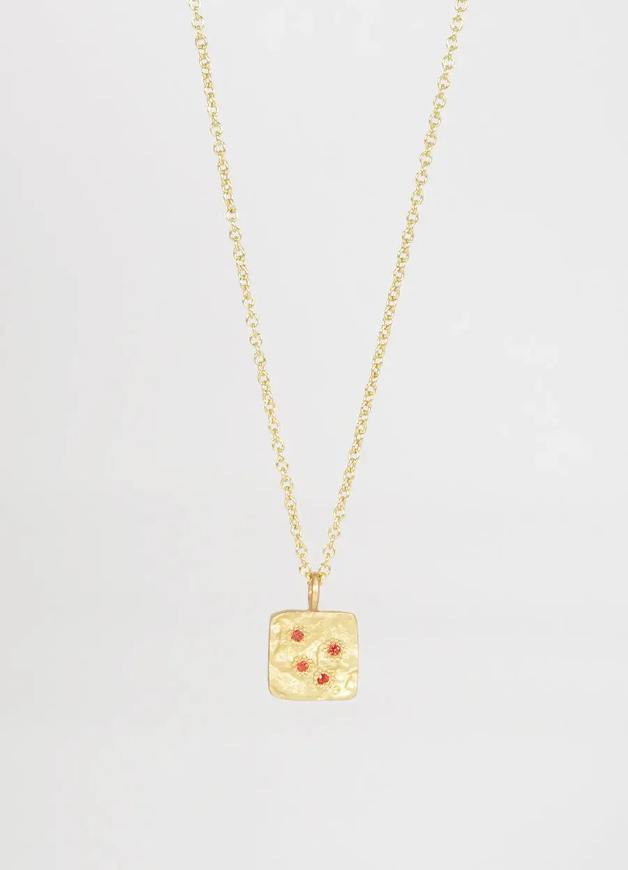 Orange and Red Sapphire Medium Square Flux Pendant