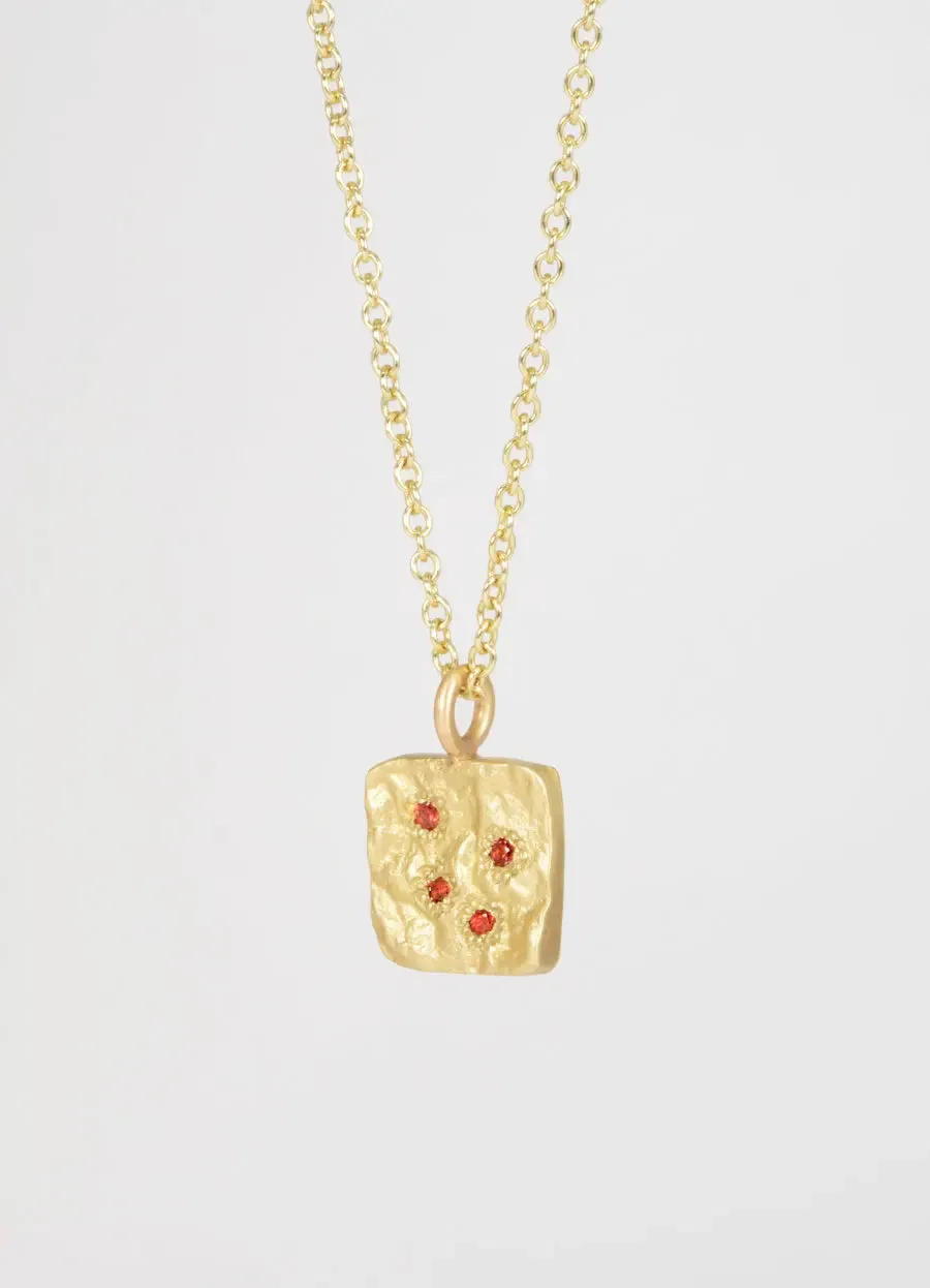 Orange and Red Sapphire Medium Square Flux Pendant