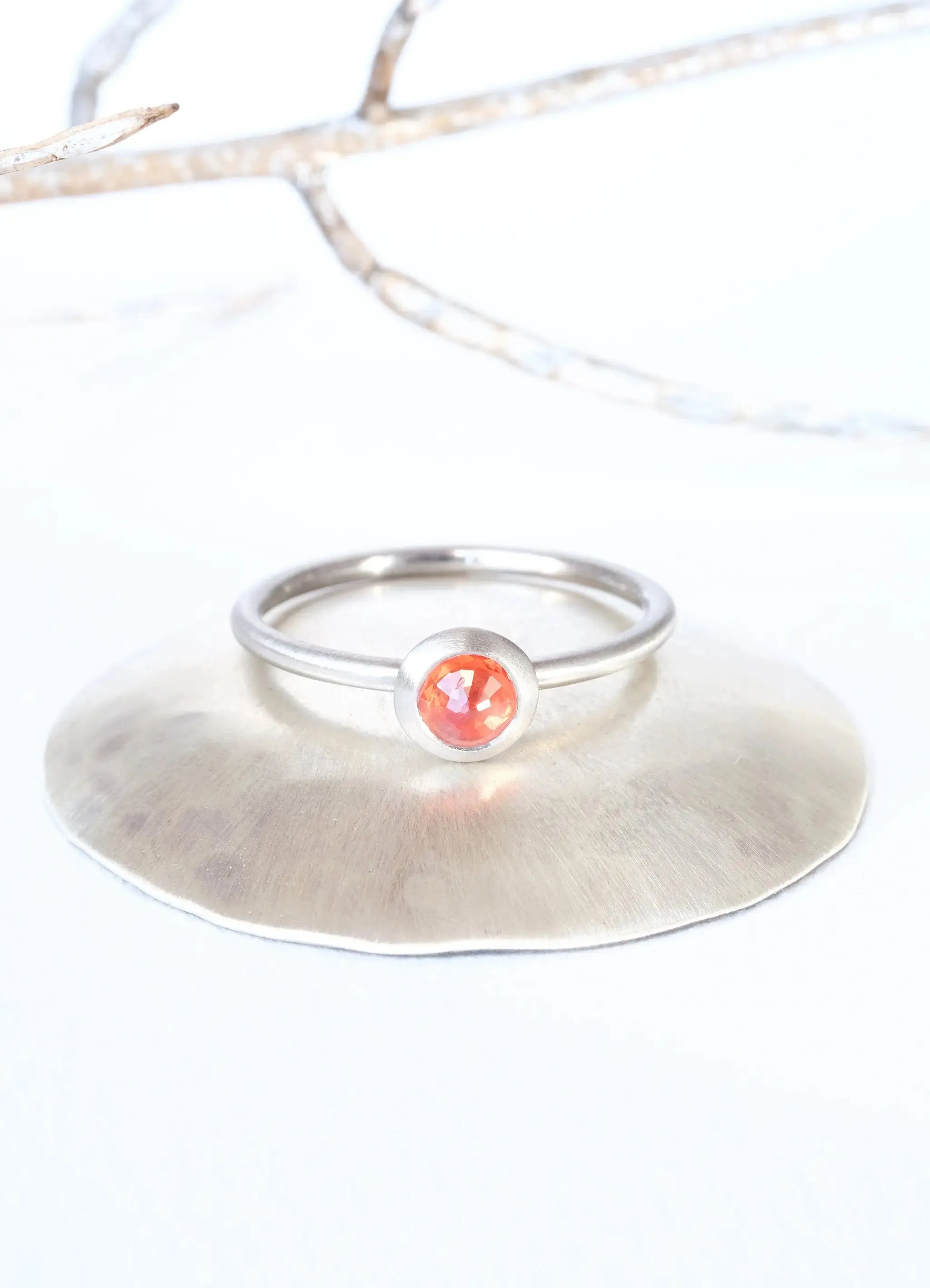 Orange Sapphire Palladium Ring