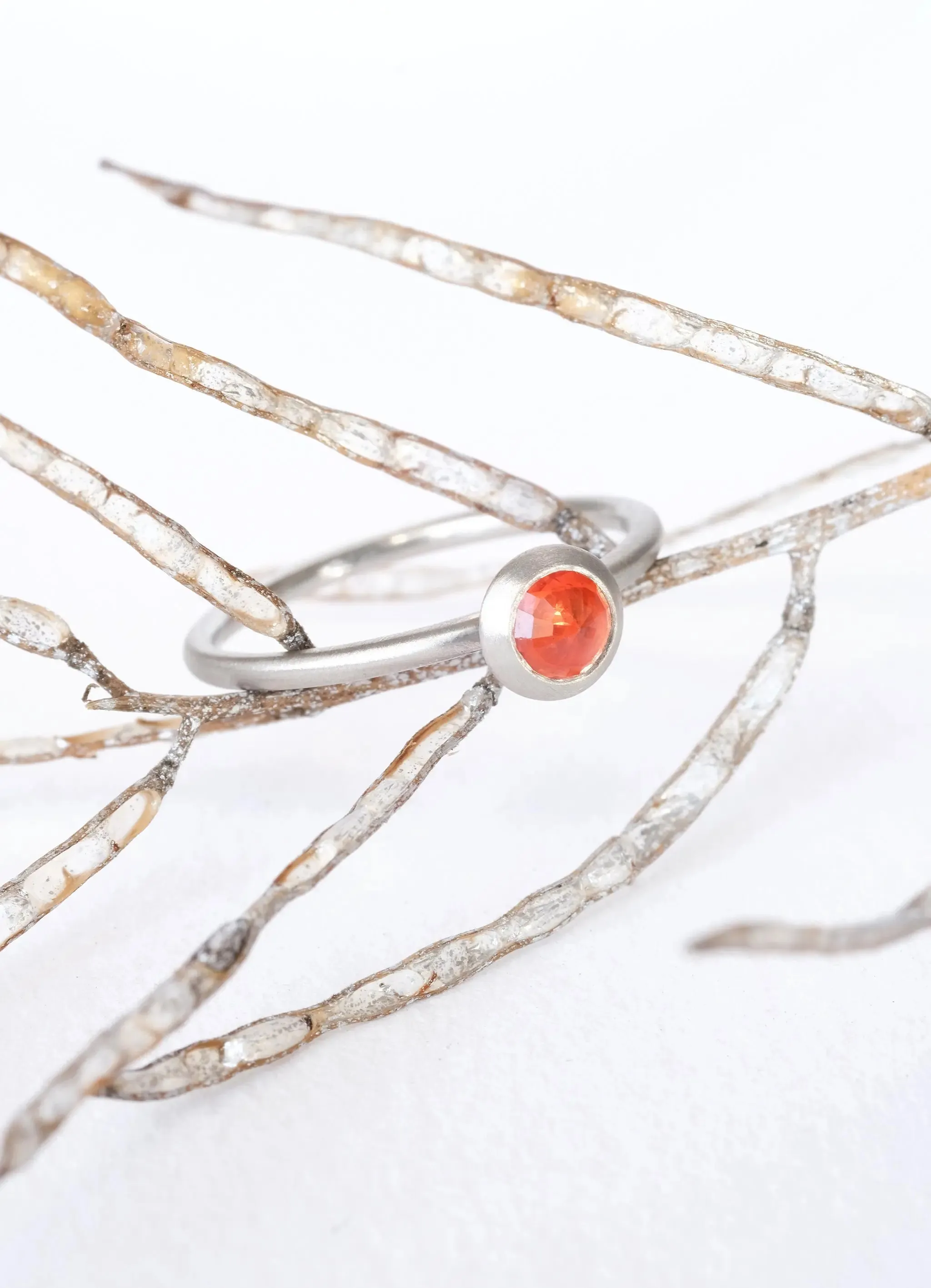Orange Sapphire Palladium Ring