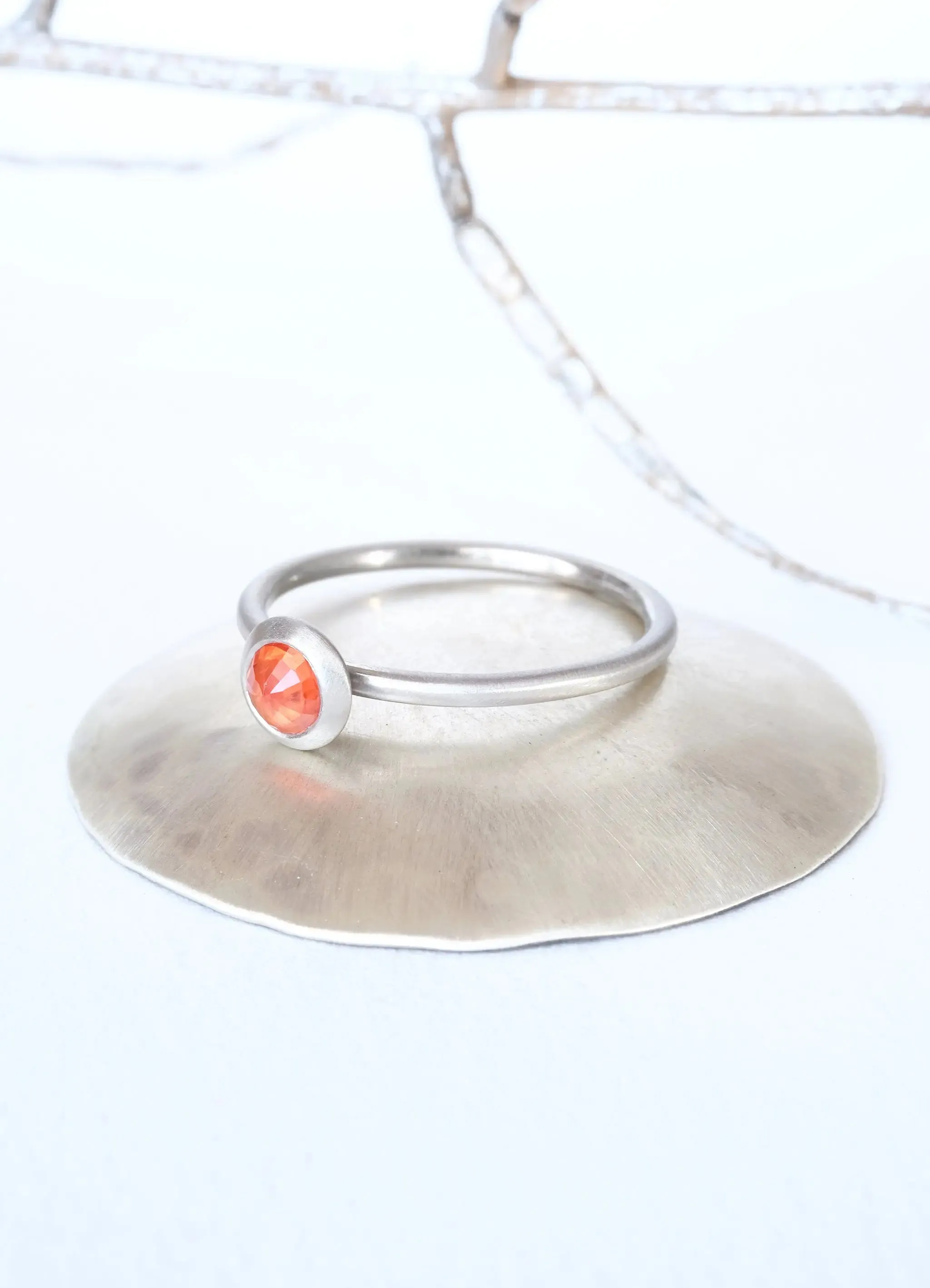 Orange Sapphire Palladium Ring