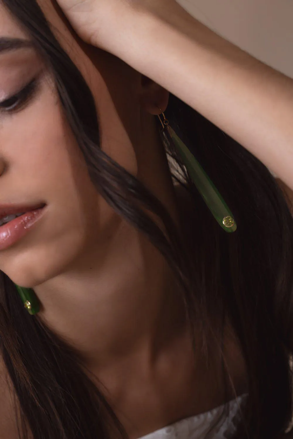 Peridot Dark Green Bakelite Earrings