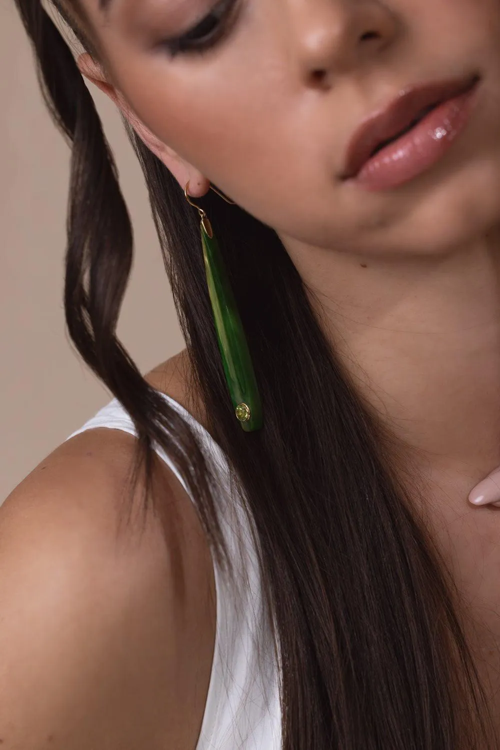 Peridot Dark Green Bakelite Earrings