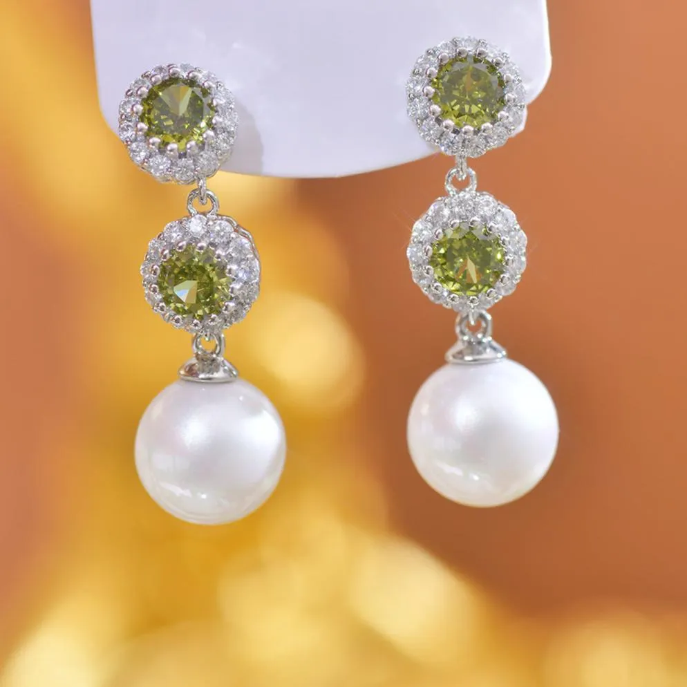 Peridot Pearl Earrings