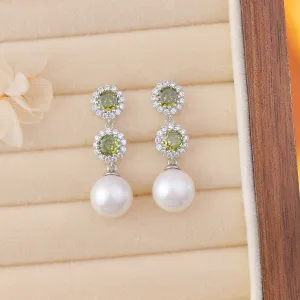 Peridot Pearl Earrings