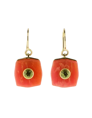 Pink Bakelite Earrings With Peridot