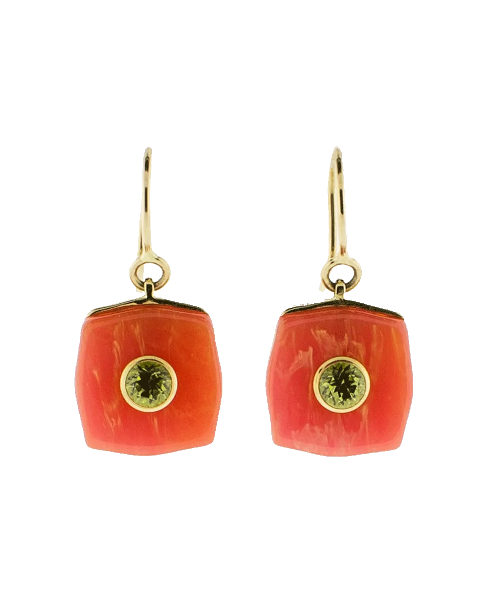 Pink Bakelite Earrings With Peridot