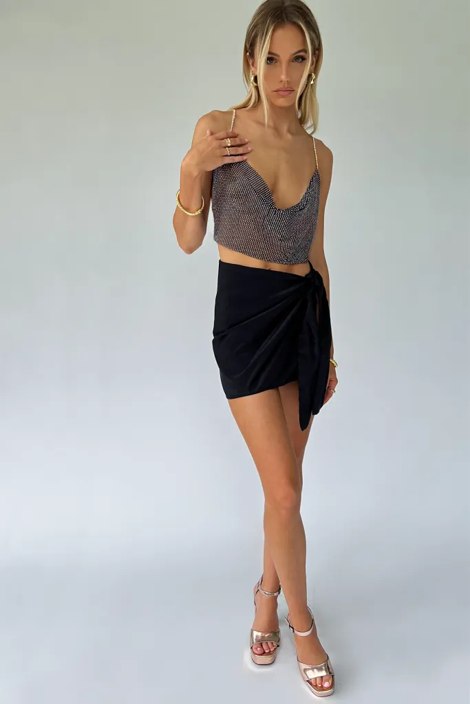 ROMEE TOP - BLACK GLIMMER-MESH