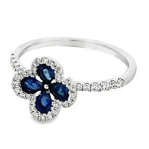 Sapphire & Diamond Flower Ring