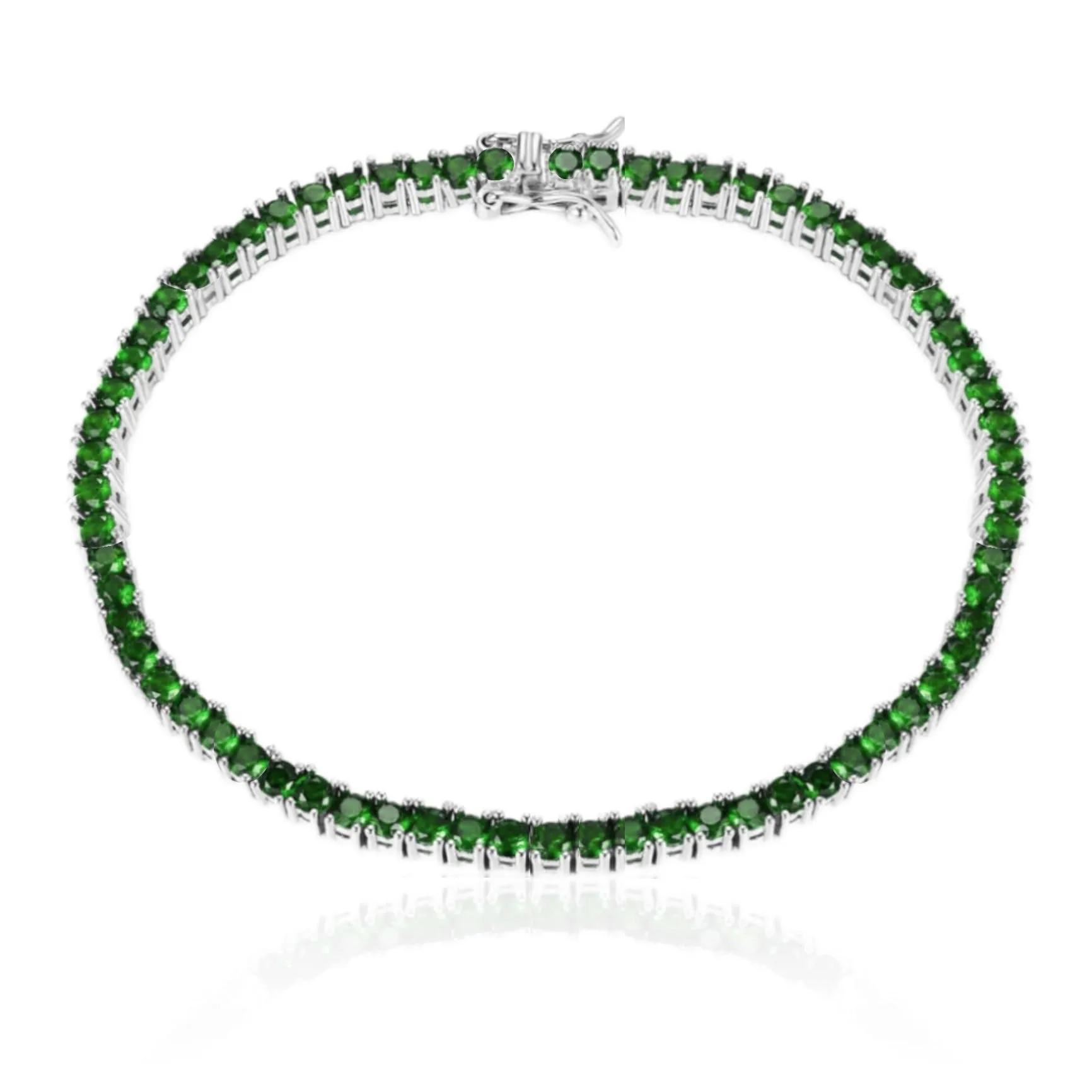 Sterling Silver Ruby, Emerald, Sapphire, Violet, or Black Colored CZ Tennis Bracelets