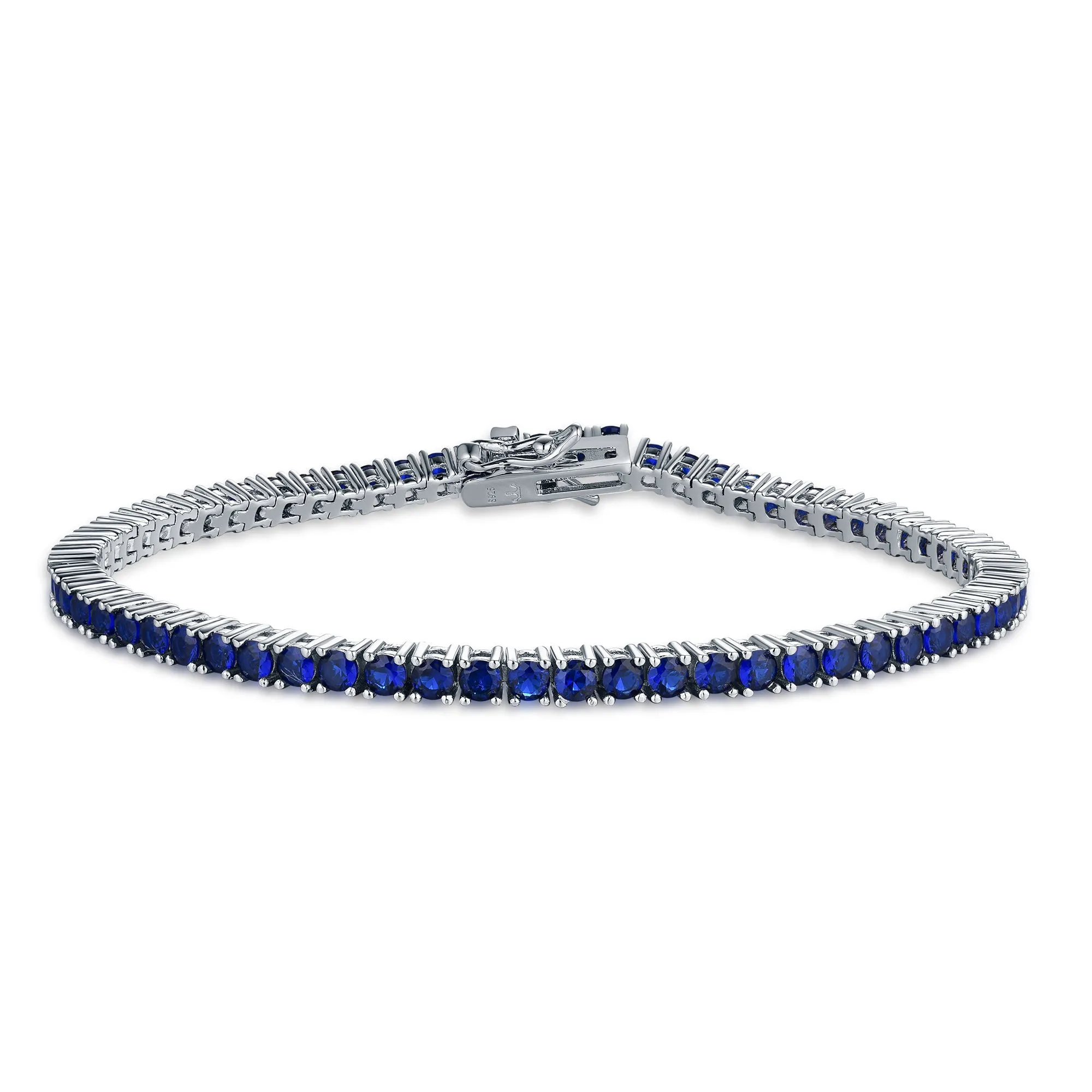 Sterling Silver Ruby, Emerald, Sapphire, Violet, or Black Colored CZ Tennis Bracelets