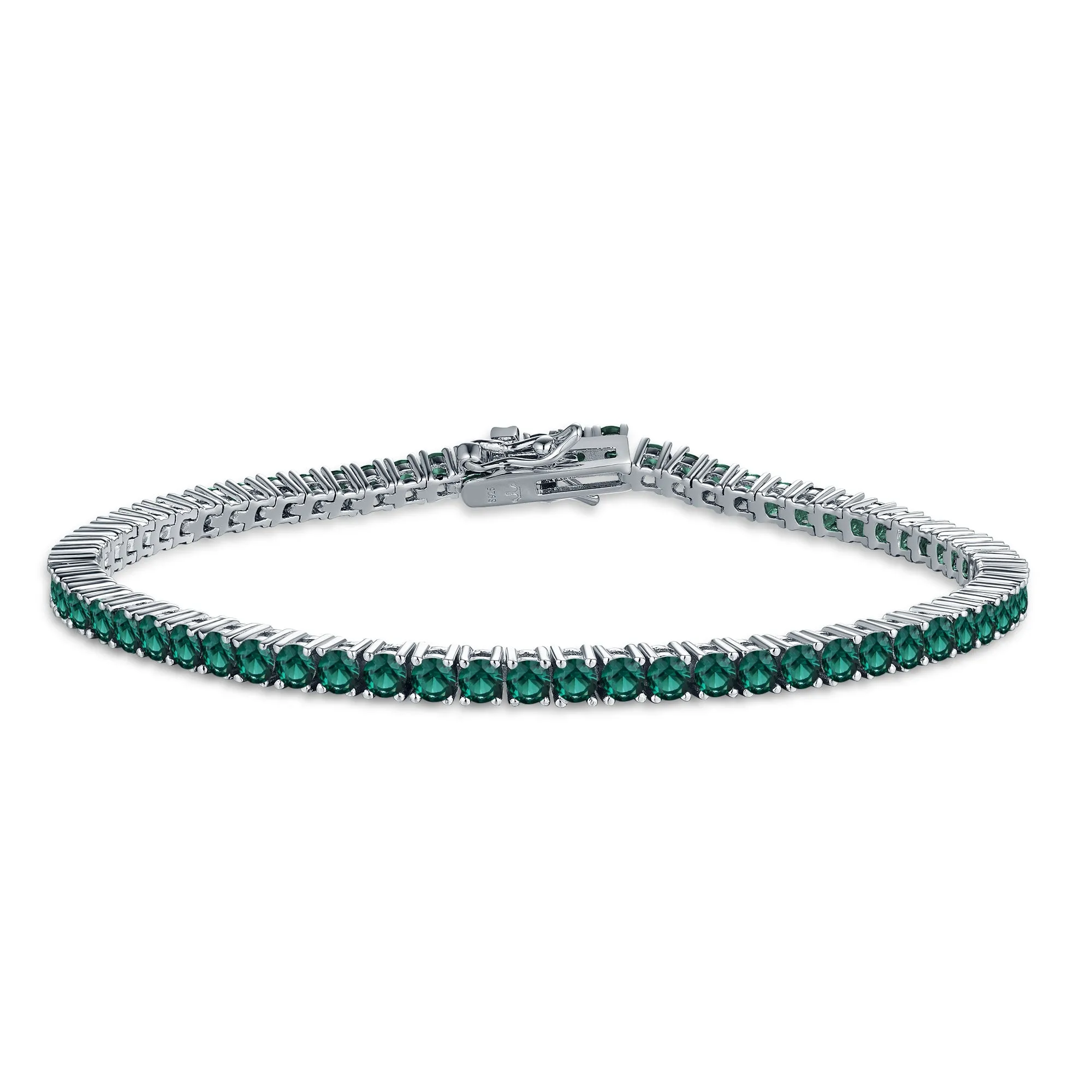 Sterling Silver Ruby, Emerald, Sapphire, Violet, or Black Colored CZ Tennis Bracelets