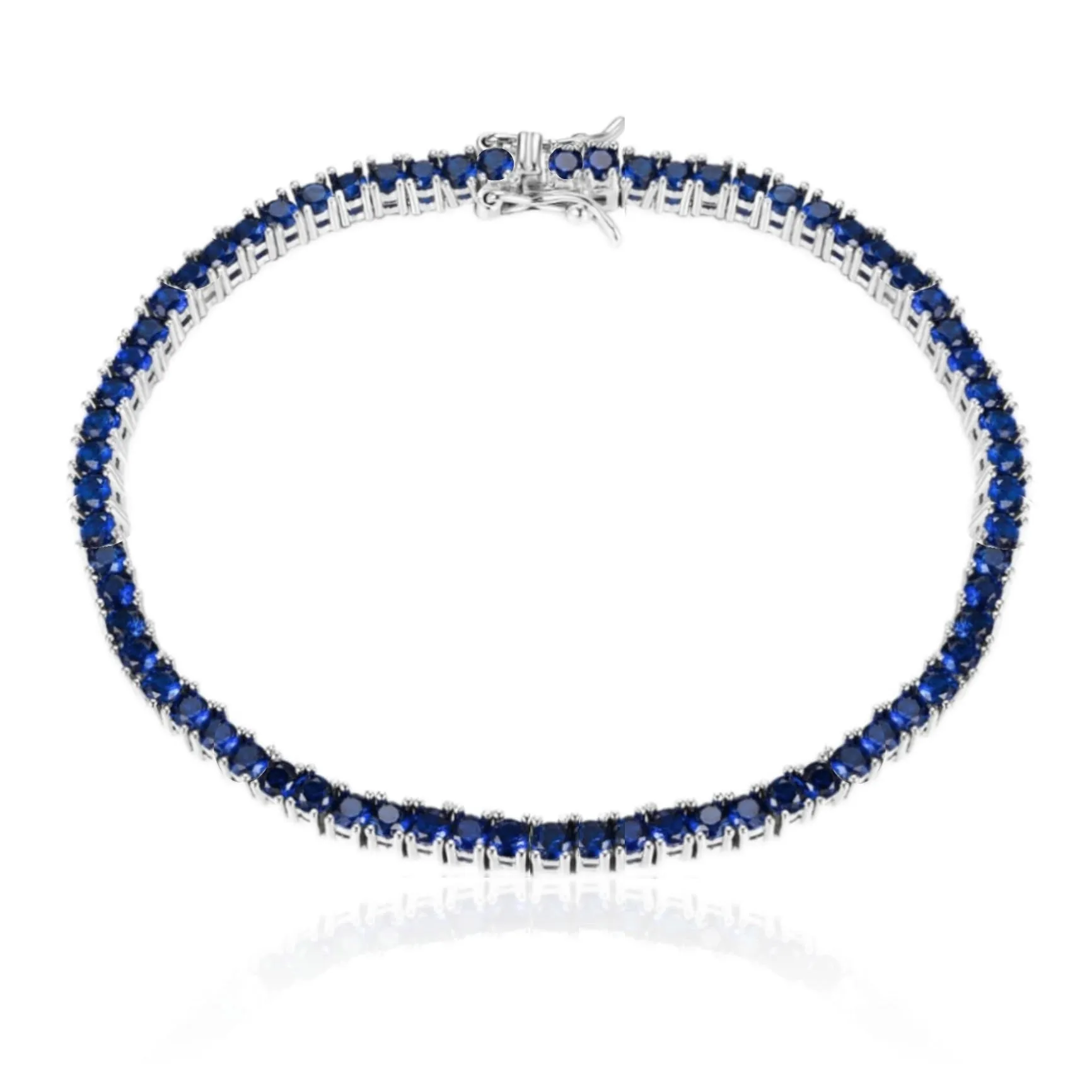 Sterling Silver Ruby, Emerald, Sapphire, Violet, or Black Colored CZ Tennis Bracelets