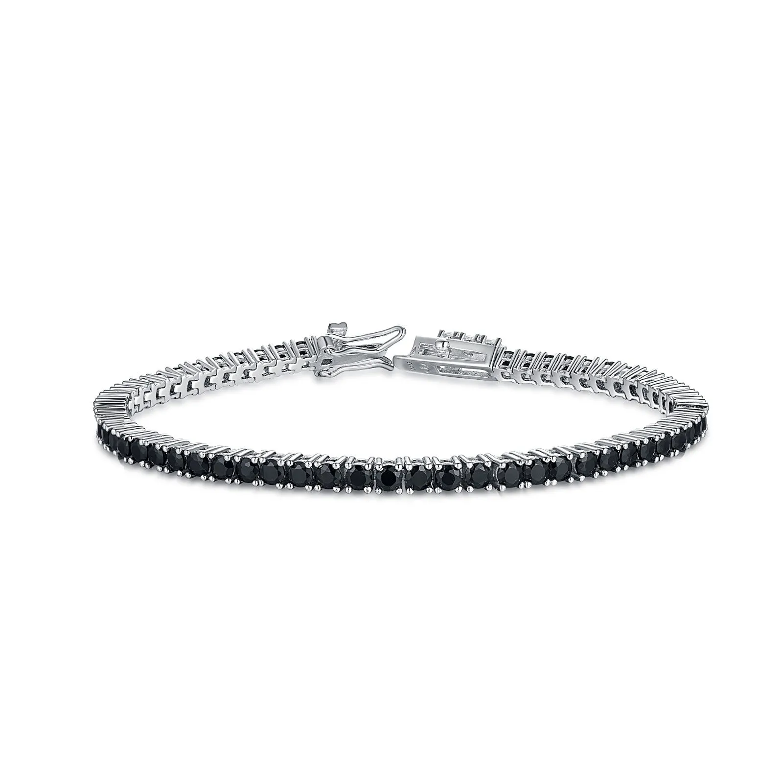 Sterling Silver Ruby, Emerald, Sapphire, Violet, or Black Colored CZ Tennis Bracelets