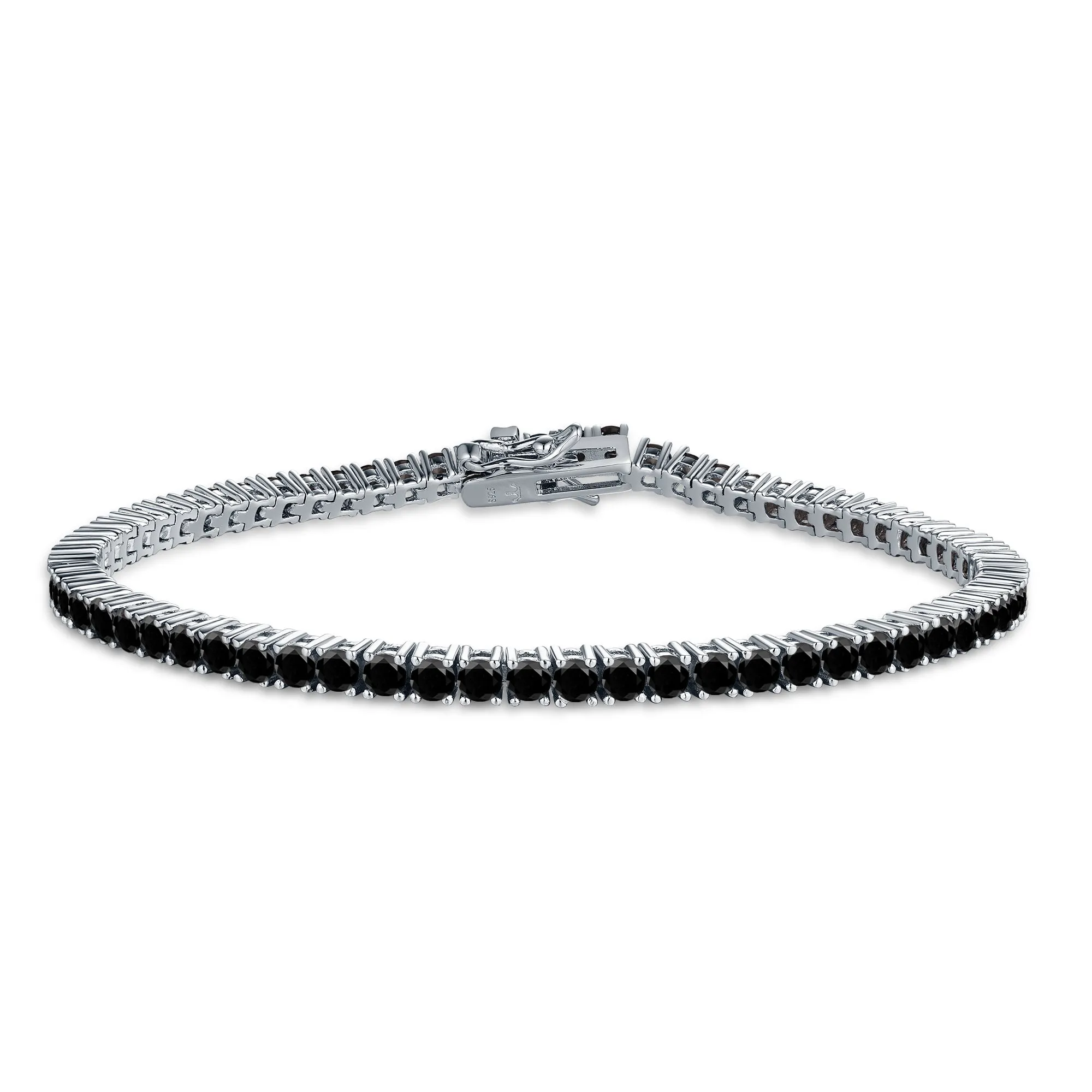 Sterling Silver Ruby, Emerald, Sapphire, Violet, or Black Colored CZ Tennis Bracelets