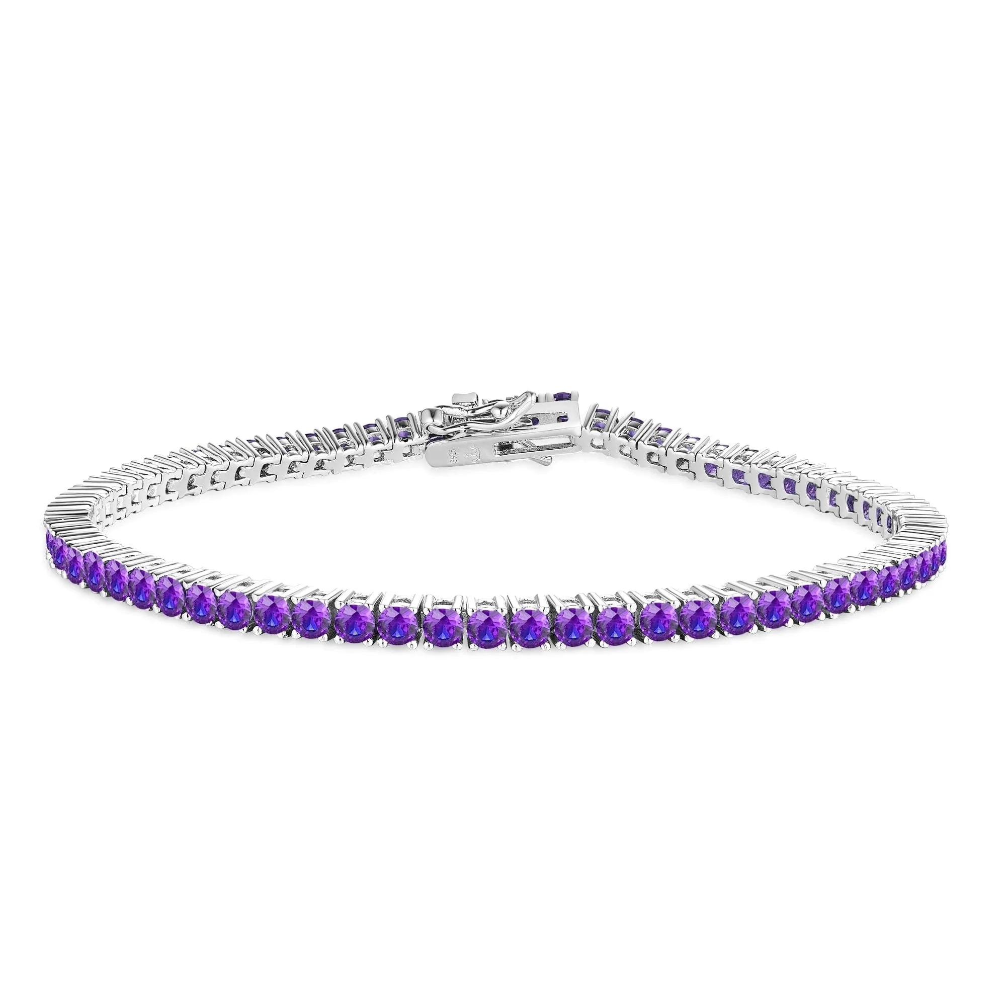 Sterling Silver Ruby, Emerald, Sapphire, Violet, or Black Colored CZ Tennis Bracelets