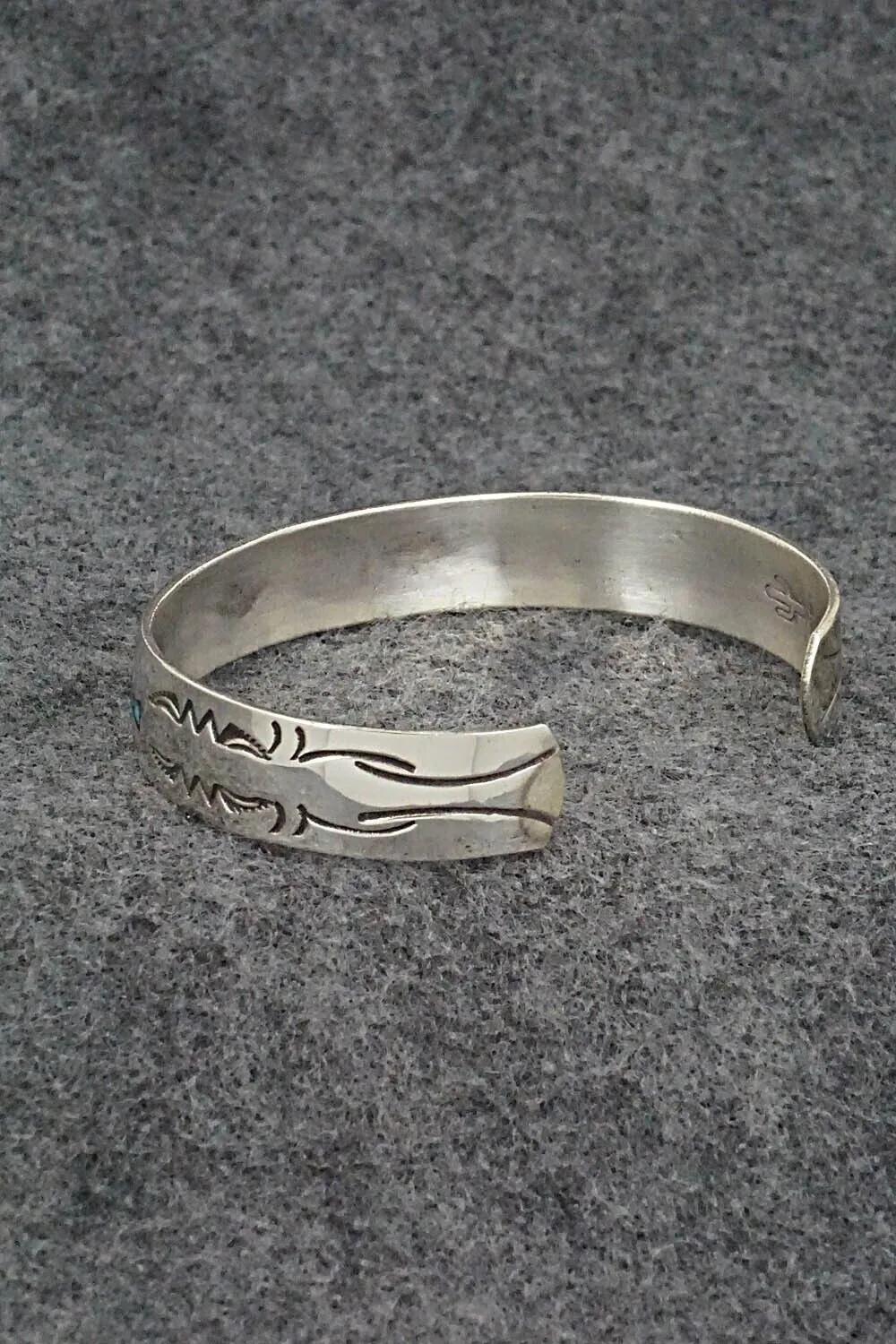 Turquoise, Coral Chip Inlay & Sterling Silver Bracelet - Joleen Yazzie
