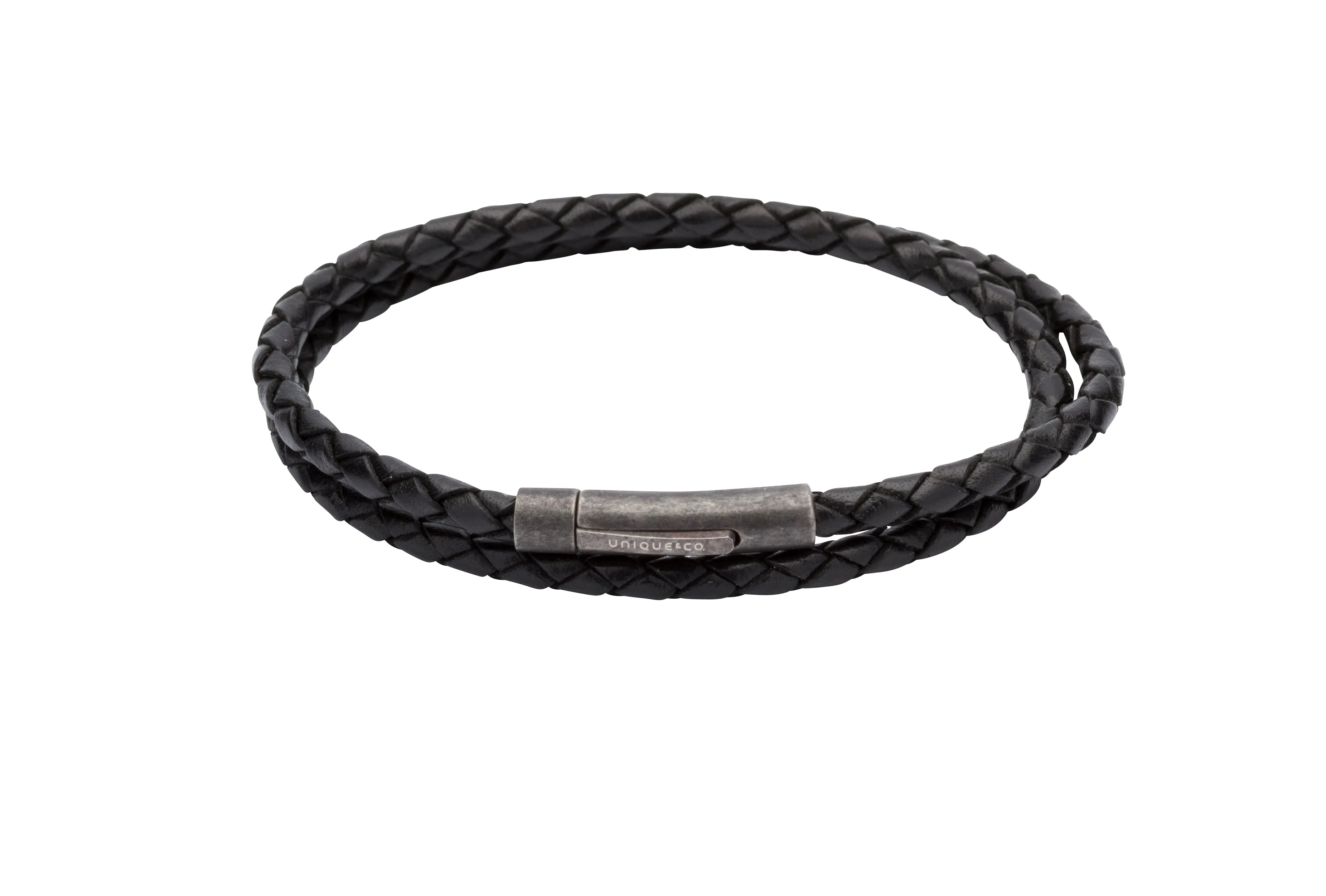 Unique & Co Black Leather Bracelet B369BL