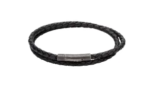Unique & Co Black Leather Bracelet B369BL