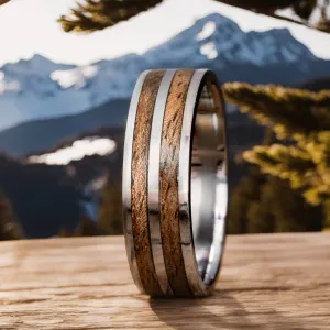 Walnut wood double inlay ring