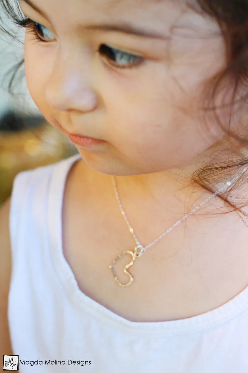 WHOLESALE - Mini Goddess (children) Red Coral And Delicate Hammered Silver Heart Necklace