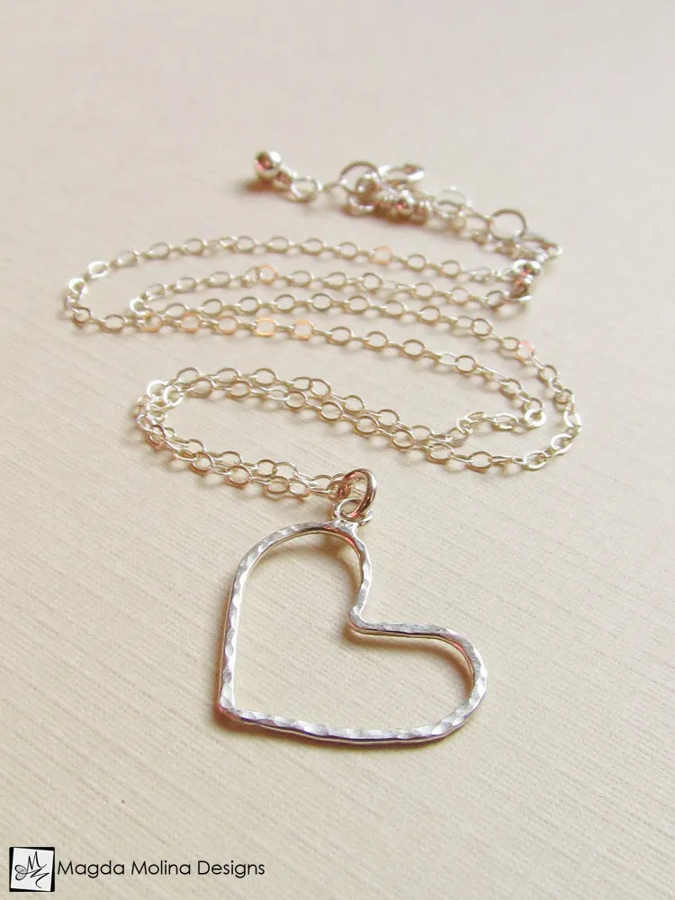 WHOLESALE - Mini Goddess (children) Red Coral And Delicate Hammered Silver Heart Necklace