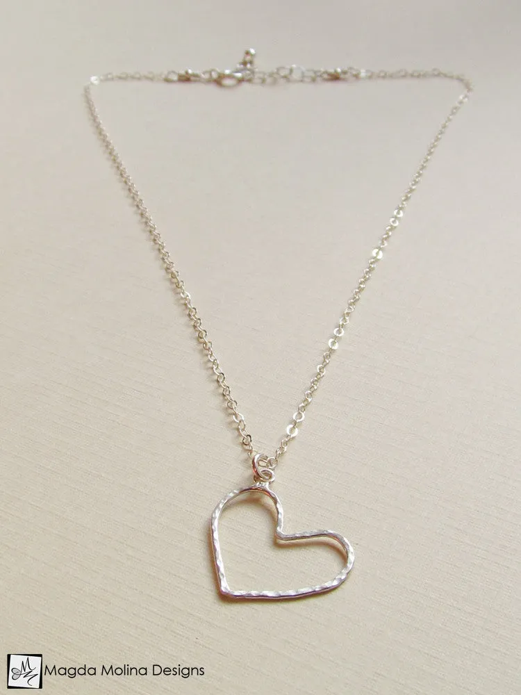 WHOLESALE - Mini Goddess (children) Red Coral And Delicate Hammered Silver Heart Necklace