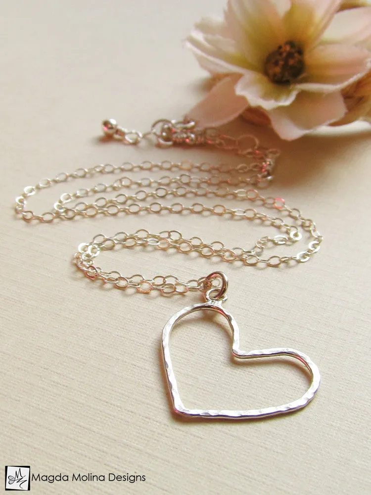WHOLESALE - Mini Goddess (children) Red Coral And Delicate Hammered Silver Heart Necklace