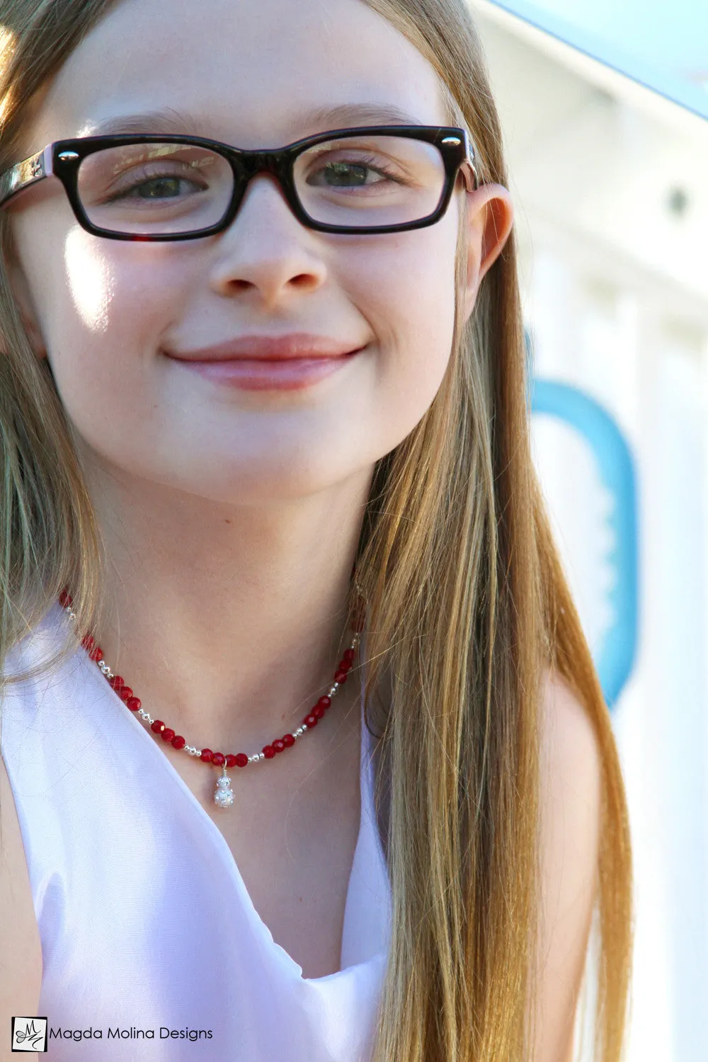 WHOLESALE - Mini Goddess (children) Red Coral and Silver Necklace