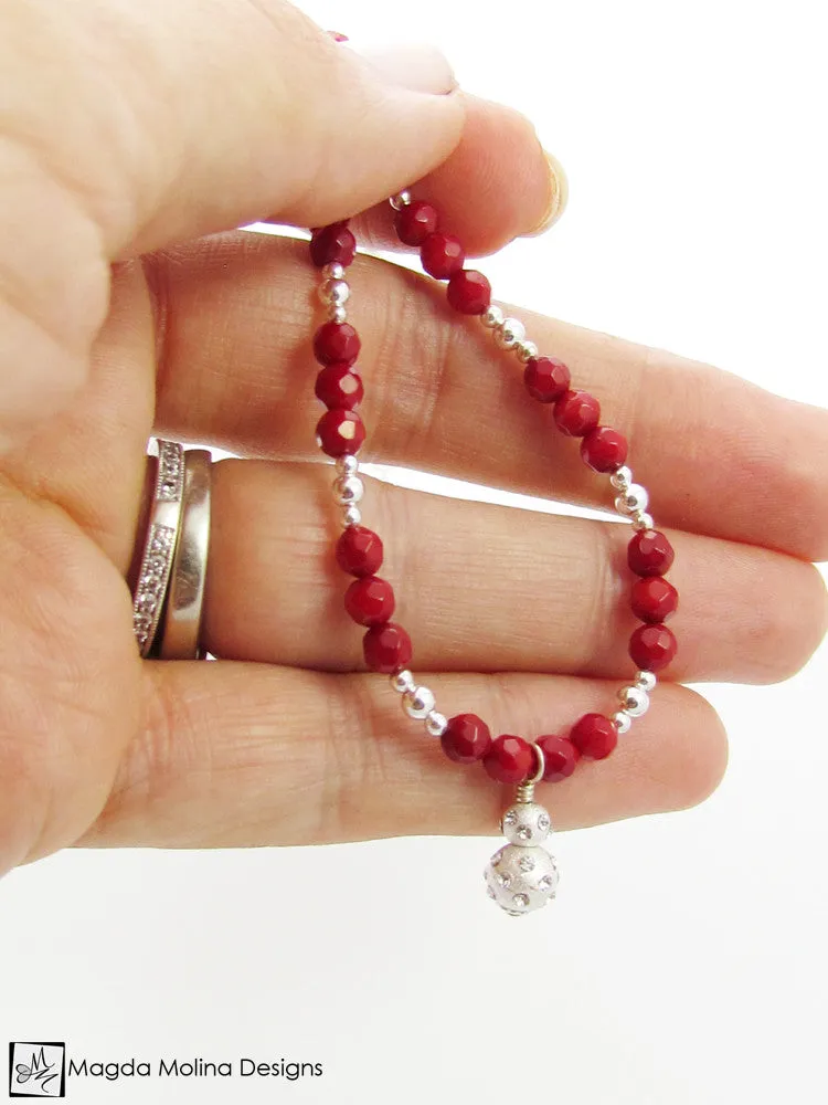 WHOLESALE - Mini Goddess (children) Red Coral and Silver Necklace