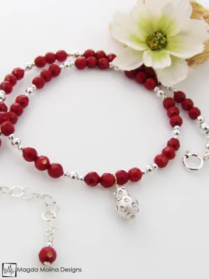 WHOLESALE - Mini Goddess (children) Red Coral and Silver Necklace