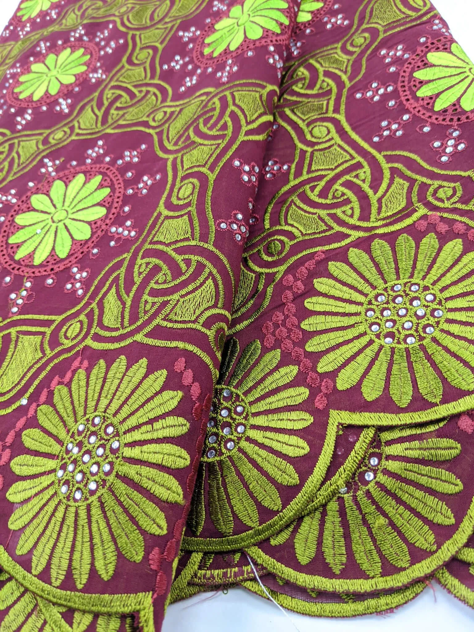 Wine & Green Unique Cotton Lace